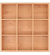 Cabilock Veggie Tray Bamboo Serving Tray Divided Platter Wooden Food Server with Handle Candy Bow...