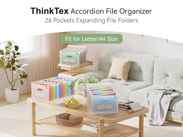 ThinkTex Accordion File Organizer, 26 Pockets Expanding File Folders