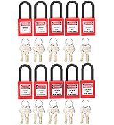 MEKOTRIN Lockout Tagout Locks, 10pcs Red Loto Locks Set, Loto Safety Padlock, Keyed Different wit...