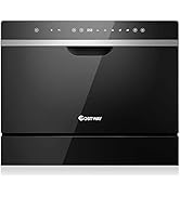 COSTWAY Countertop Dishwasher, 6 Place Settings Built-in Dishwasher with 72 H Preserve, Air Dry F...