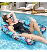 Inflatable Pool Float for Adults, Fabric Covered Float Hammock, Pool Chair Float Lounger for Pool...