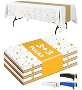 Niuara New Year Table Cloth for Rectangle Table and Table Runner Set - 3+3 Pack, Plastic Table Cl...
