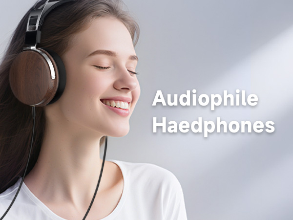over ear headphones with walnut finish, comfortable protein leather ear cushions at home or studio