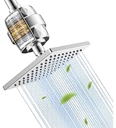 Hibbent Metal Filtered Shower Head, 6'' High Pressure RainShower Head, 20 Stage Shower Filter for...