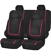 FH Group Burgundy Unique Flat Cloth Car Seat Cover (w. 4 Detachable Headrests and Solid Bench