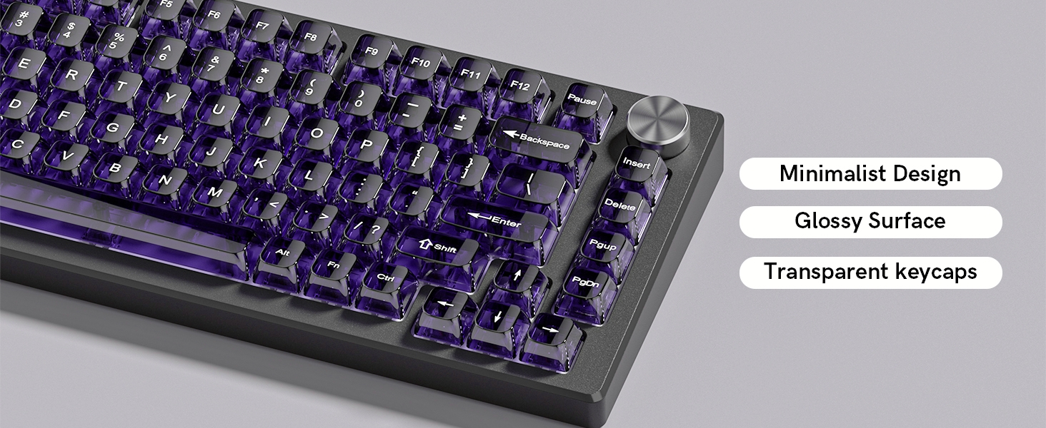 Purple Clear keycaps,Transparent keycaps,Jelly keycap Set,Shine Through key caps,MDA Profile