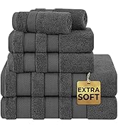American Soft Linen Salem Bath Towel Set, 6 Piece Towels for Bathroom, 100% Turkish Combed Zero T...