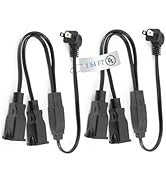 Yeatel 2 Prong Extension Cord Splitter, 2-Pack 90°Right Angle Flat Plug, Slim &amp; Flexible Indoor S...