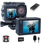 Apexcam X80PRO Dual Screen Action Cam 4K60FPS 8X Zoom EIS 48MP with 64GB Card Ultra HD WiFi Sport...