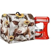 Doojoayie Lovely Cow Stand Mixer Cover 4.5 5 Quarts Sunflower Pattern Kitchen Aid Mixer Cover wit...