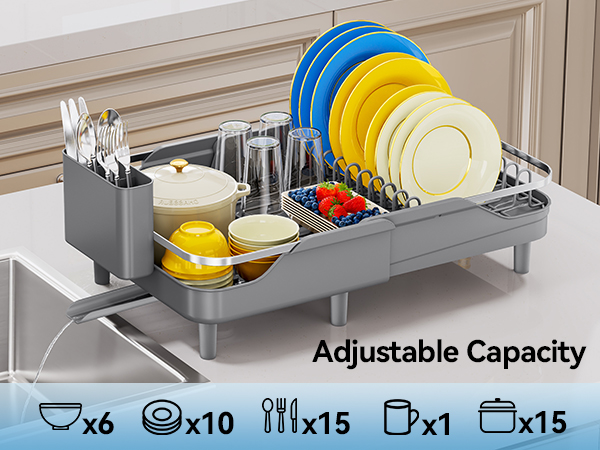 stainless steel dish drying rack expandable black large rustproof dish drainer for kitchen counter
