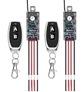 Meskliu Mini Remote Control Switch,2 Way 1 Channel Wireless Switch,DC 5V/12V/24V/ 5A Relay with 1...