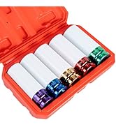1/2" Drive Wheel Protector Impact Socket, Non-Marring Lug Nut Thin Wall Deep Socket Set, CR-MO, 6...