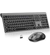 Wireless Keyboard Mouse Combo,2.4Ghz USB Full Size Cordless Computer Silent Keyboard and Ergonomi...