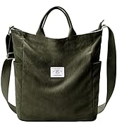 KALIDI Corduroy Tote Bag, Large Messenger Bag Shoulder Hobo Anti Splash Crossbody Zipper Bag Casu...