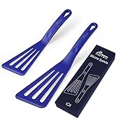 HOTEC Heat Resistant Food grade Silicone Slotted Fish Turner Spatula Set for Kitchen Baking, Cook...