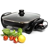Moss &amp; Stone Nonstick Electric Skillet 12 Inch Aluminum Electric Fryer With 2 Layers Of Non-Stick...