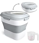 Viretec Rice Food Storage Container, 30 Lbs Collapsible Dog Food Storage Container with Locking L...