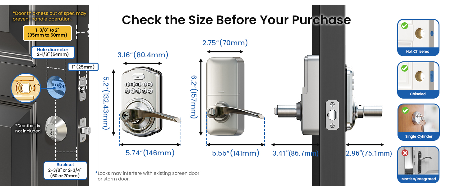 Keypad door lock with handle