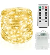 suddus Fairy Lights Battery Operated with Remote, 33ft 100 LED Dimmable Twinkle Lights with Timer...