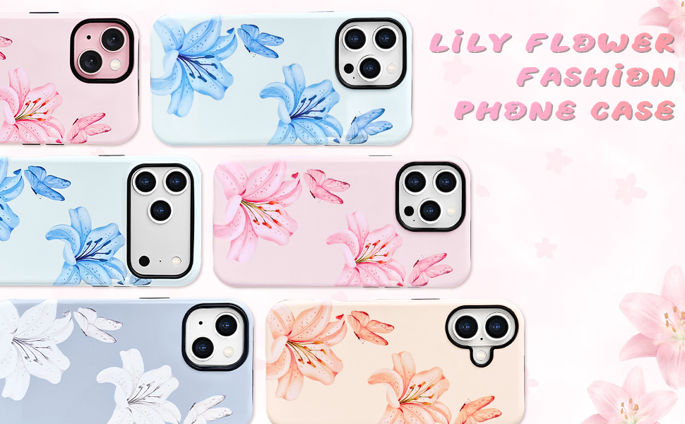 lily flowers case with glossy hybrid 2 layers back