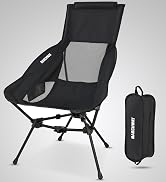 MARCHWAY Lightweight Folding High Back Camping Chair with Head Support, Stable Portable Compact f...