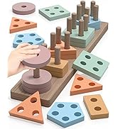 Montessori Toys for 1 2 3 Years Old Boys Girls, Wooden Sorting and Stacking Toddlers Kids Prescho...
