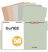 SUNEE File Folders with Fasteners, Manila Folders Letter Size, 2 Reinforced Fasteners, 1/3-Cut Ta...