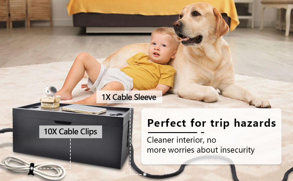 15 inch Bamboo Large Cable Management Box