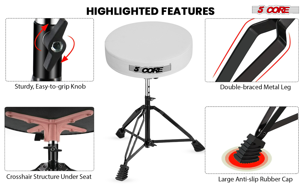 Drum Throne Padded Guitar Stool Music Chair for Adults and Kids