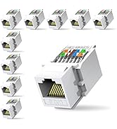 ZOERAX 10-Pack Cat6 Tool-Less RJ45 Keystone Jack, No Punch-Down Tool Required Module Coupler (Not...