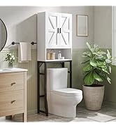 USHOWER Over The Toilet Storage Cabinet, Bathroom Organizers and Storage with Barn Doors, Thicken...