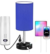 Small Bedside Table Lamp for Bedroom, Touch Nightstand Lamps with USB C + USB Ports and Two 3-Pro...