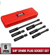LLNDEI 3/8-Inch Drive Magnetic Swivel Spark Plug Socket Set, Include 12-Point: 14MM 4-inch, 5/8-i...