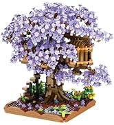 BDYDT Purple Cherry Blossom Bonsai Tree Building Blocks Set,(1443 Pieces) Flower Treehouse Model ...