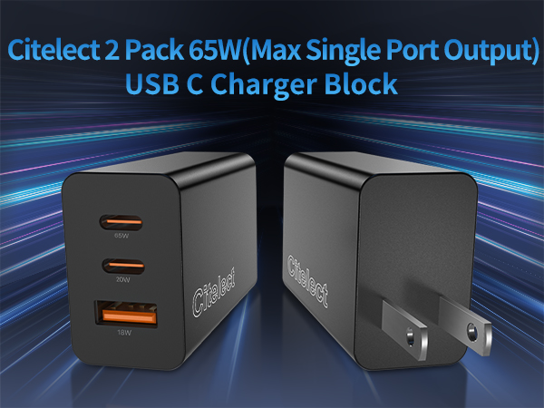 Citelect 2 Pack 65W USB C Charger Block