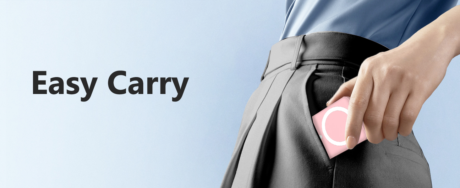 Close-up of a pocket in gray clothing with a hand inserting a pink object, demonstrating easy carrying capability.