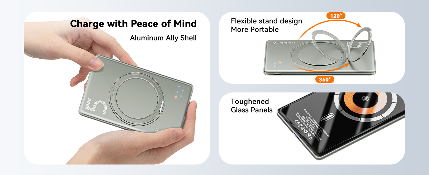 power bank slim with rotable kickstand