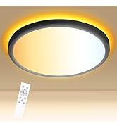 libtit 12 Inch Black LED Ceiling Light with Night Light 1800K, 3000K/4000K/6500K Dimmable Flush M...