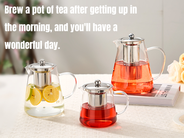 Glass Teapot Stovetop 18.6 OZ, Borosilicate Clear Tea Kettle