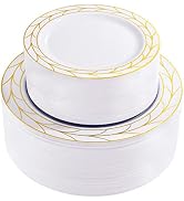 COLOSUS 100pcs Thanksgiving Gold White Plastic Plates Disposable Heavy Duty Party Plates set incl...