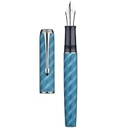 Hongdian A9 Fountain Pen Large No.8 Extra Fine Point Ebonite Feed, Blue Moire Pattern Unique Desi...