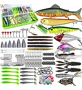 UperUper Fishing Lures Kit Set, Baits Tackle Including Crankbaits, Topwater Lures, Spinnerbaits, ...