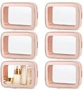 YOPCDJ 6PCS Clear Toiletry Bag,TSA Approved Travel Pouch with Zipper for Cosmetics and Toiletries...