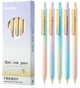 Pur Pick Gel Pens Black Ink Pens for Office 5 Pack, 0.7mm Point Pen Smooth Writing Quick Dry Retr...
