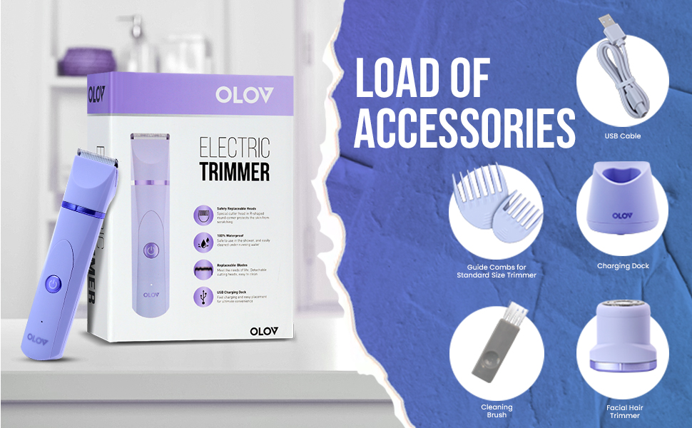 Comes with Facial Hair Trimmer &amp; USB Recharge Dock