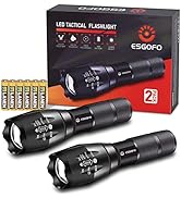 Esgofo LED Flashlights 2 Pack Bright Powerful EDC Handheld Flash Lights, High Lumens Pocket Linte...