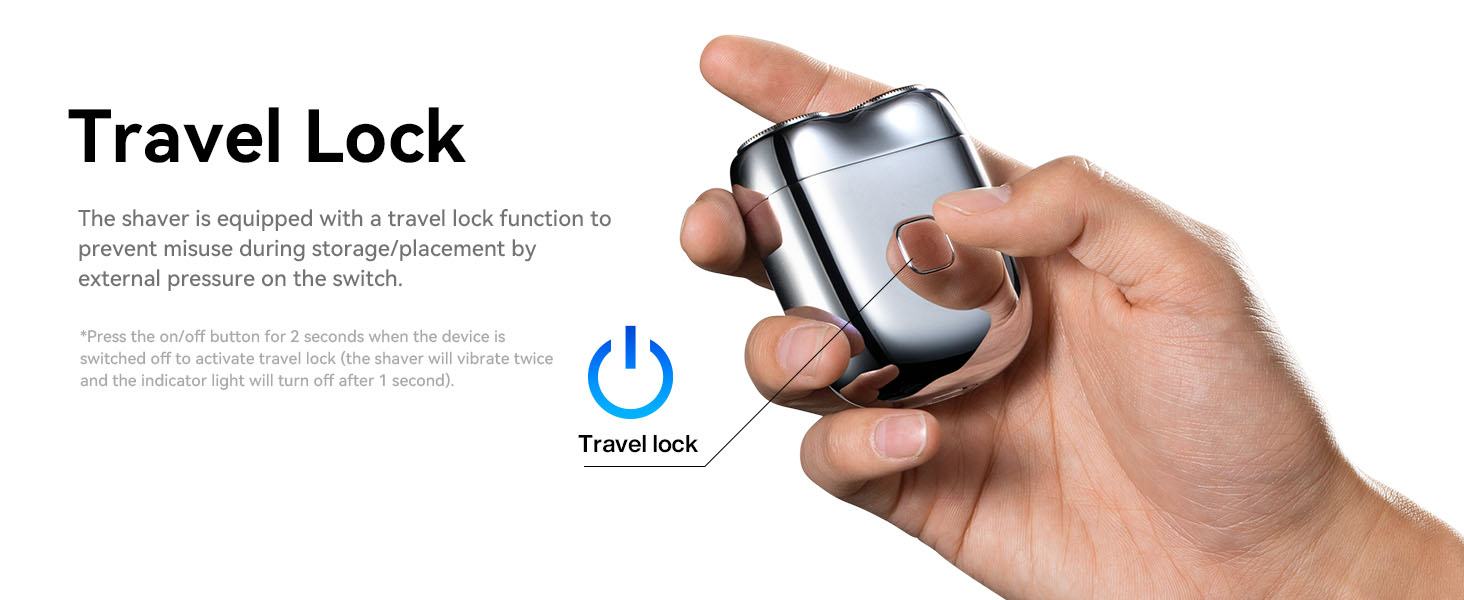 Mini shaver with travel lock