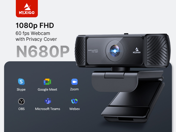 The autofocus 1080p 60fps webcam with built-in cover and flexible clip