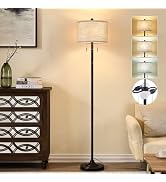 Leasgy Upgraded 2-Light Mid Century Black Floor Lamp for Living Room-63.5in | 3 Color Temp Indepe...